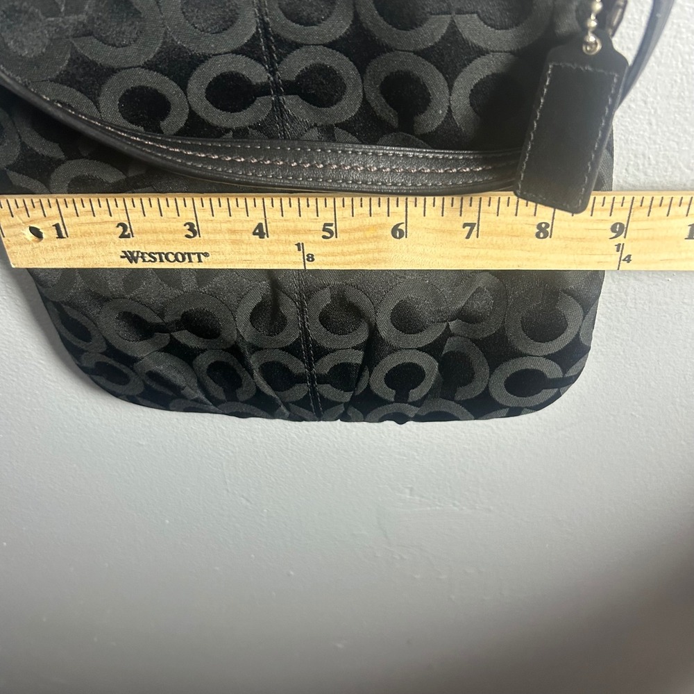 Coach Signature C Monogram Canvas Leather Crossbody Bag Black Silver Hardware - Picture 3 of 8
